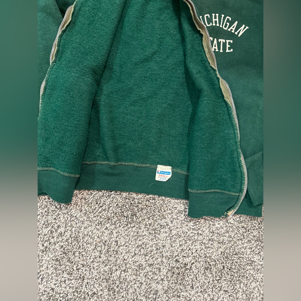 Vintage Michigan State zip up hooded sweatshirt, size small - Picture 4 of 6
